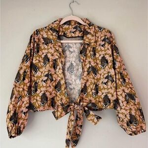 Tie front 3/4 sleeve